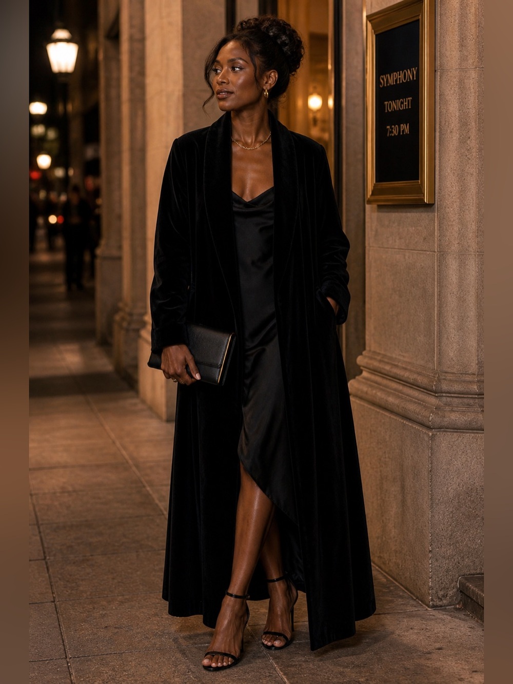 Warning: May Cause Main Character Energy | Black Velvet Trench Coat M